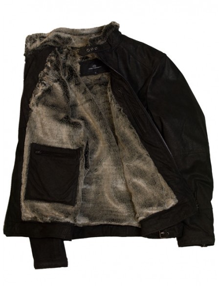 Chaqueta de piel con forro interno de pelo