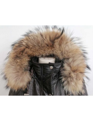 Chaqueta de Piel Acolchada con Capucha de Pelo...