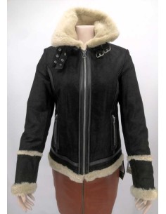 Cazadora piel mujer con forro interno de pelo 2