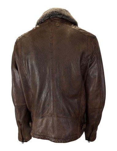 Cazadora de piel cuello desmontable