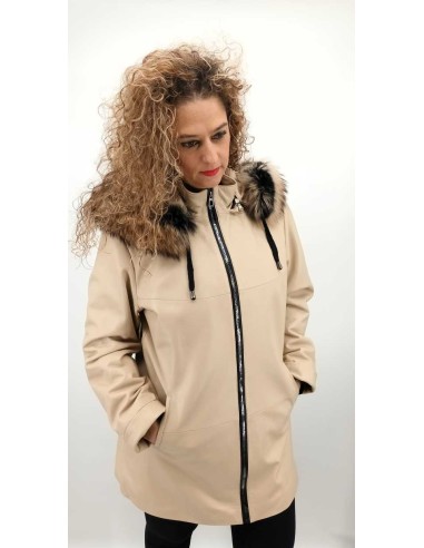 Parka de Piel con Capucha de Pelo