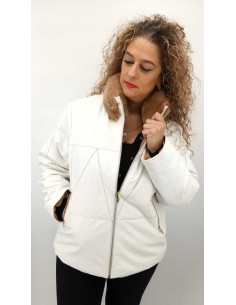 Chaqueta de Piel Reversible con Cuello de Pelo