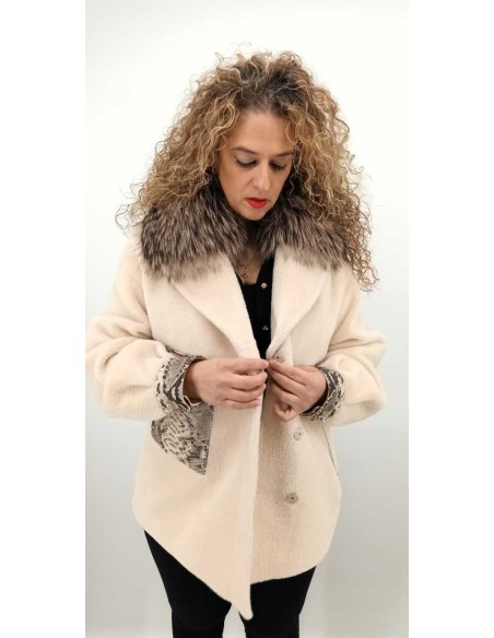 Chaquetón Combinado con Cuello de Pelo