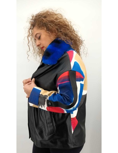 Chaqueta de piel cuello desmontable