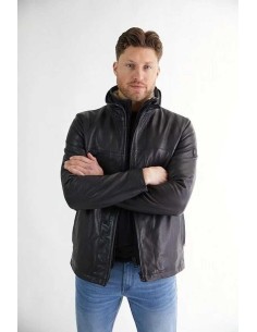 Chaqueta de Piel con Para-vientos Interior Desmontable 2