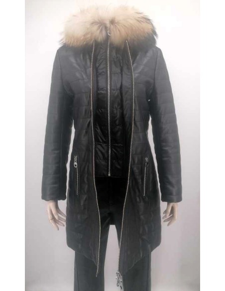 Abrigo de piel capucha desmontable
