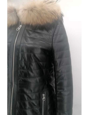 Abrigo de piel para mujer con capucha desmontable