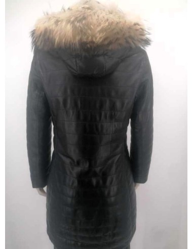 Abrigo de piel para mujer con capucha desmontable