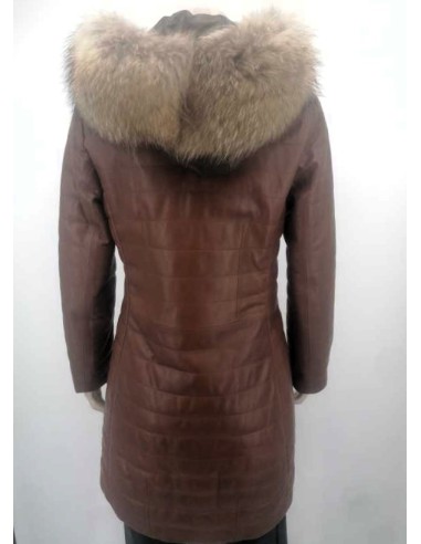 Abrigo de piel para mujer con capucha desmontable