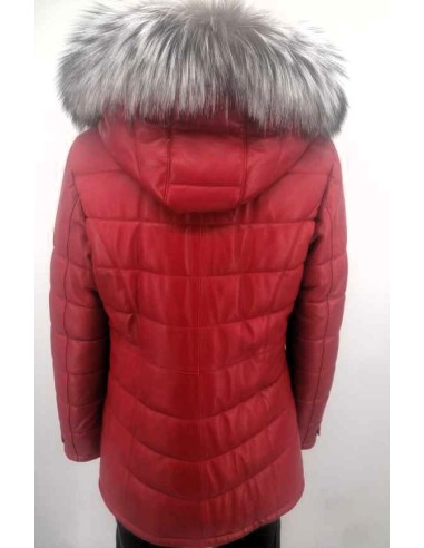 Chaqueta de piel acolchada con capucha desmontable