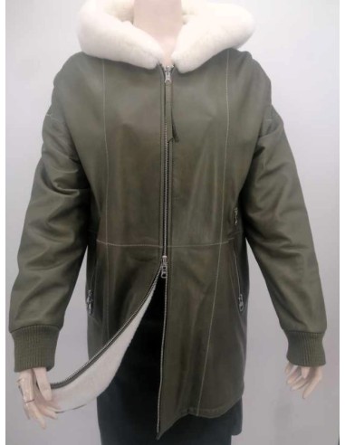 Gabardina  de piel reversible para mujer