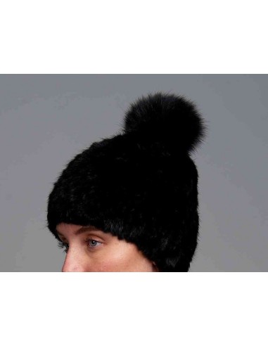 Gorro de visón tricotado con pompón
