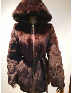 Chaqueta de pelo reversible con capucha