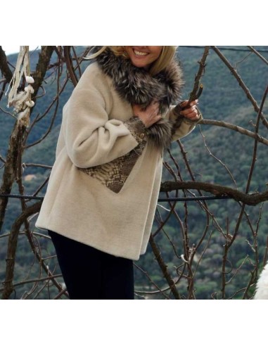 Parka combinado con cuello de pelo