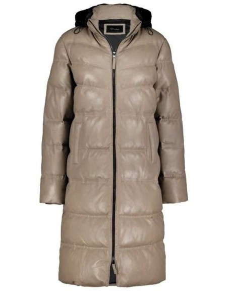 Abrigo mujer de piel con capucha desmontable