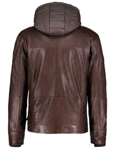 Cazadora de piel capucha desmontable