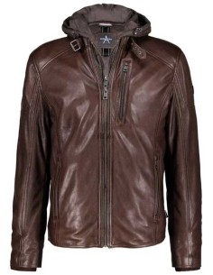 Cazadora de piel capucha desmontable