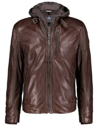 Cazadora de piel capucha desmontable