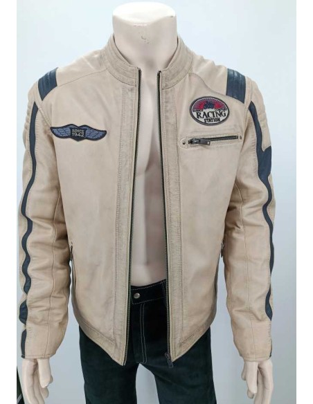 Cazadora de cuero entallada