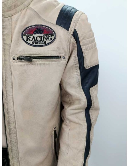 Cazadora de cuero entallada