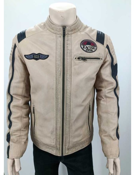 Cazadora de cuero entallada