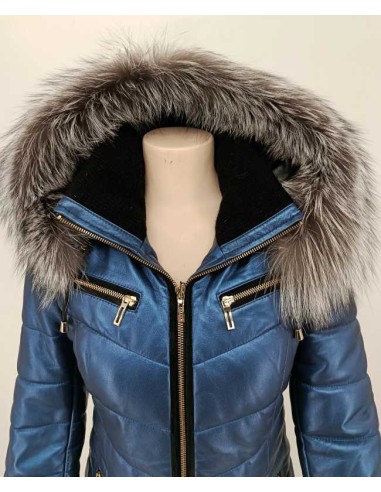 Chaqueta de piel acolchada con capucha desmontable