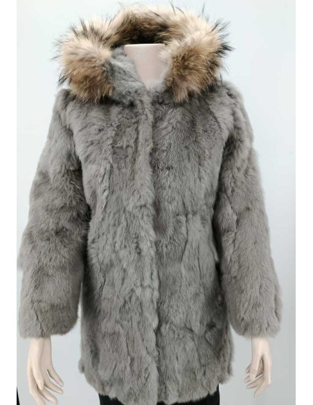 Abrigo de pelo con capucha de zorro