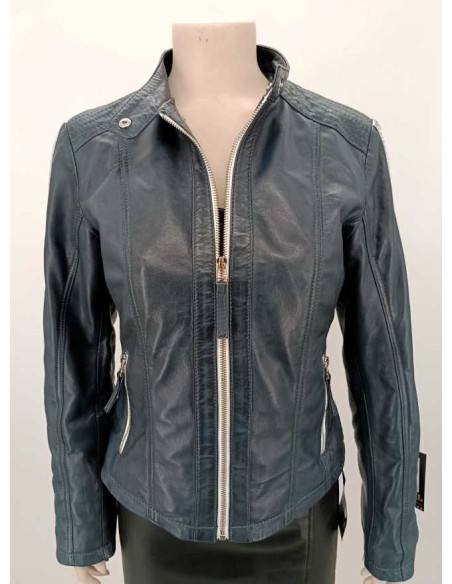 Cazadora de Piel con Capucha Desmontable