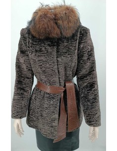 Chaquetón de pelo sintético con cuello de pelo