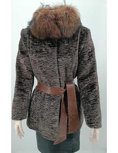 Chaquetón de pelo sintético con cuello de pelo