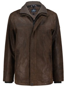 Chaquetón de piel para hombres con para-vientos desmontable
