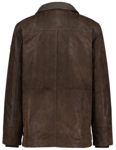 Chaquetón de piel para hombres con para-vientos desmontable 2