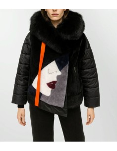 Chaqueta de pelo combinada