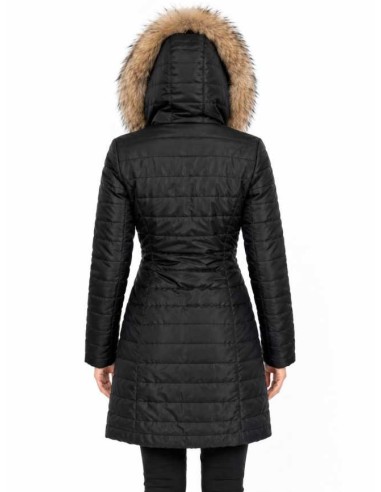 Abrigo de piel para mujer con capucha desmontable